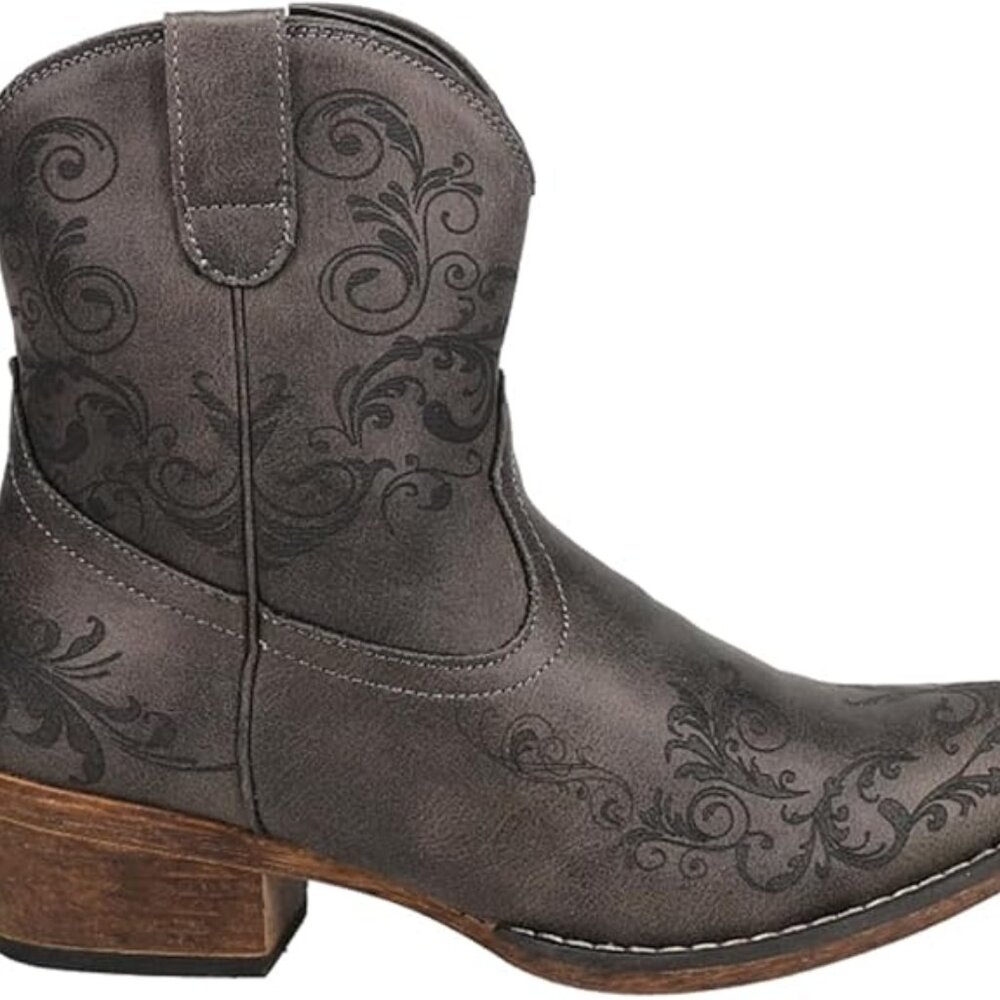 New Roper womens Short Stuff Embroidery Round Toe Western Boot